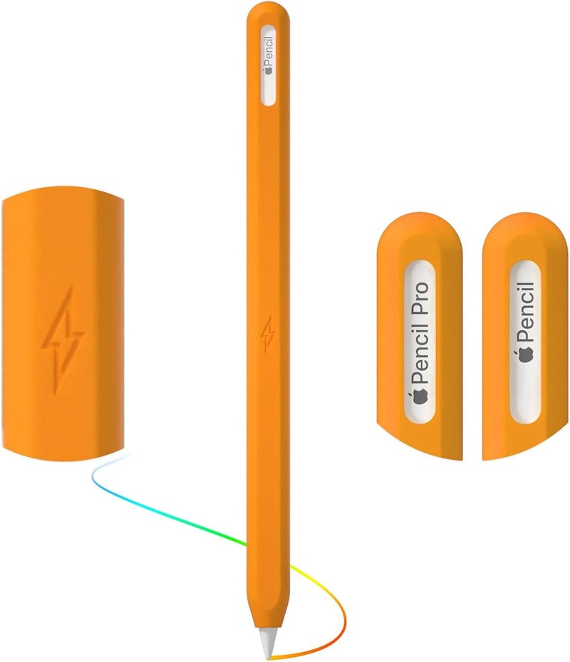 AKSHFETH Ultra Thin Protective Pencil Cover for Apple Pencil Pro &Apple Pencil 2nd Gen Silicone Case Sleeve Soft Durable Silicone Cover(Orange) - Image 1